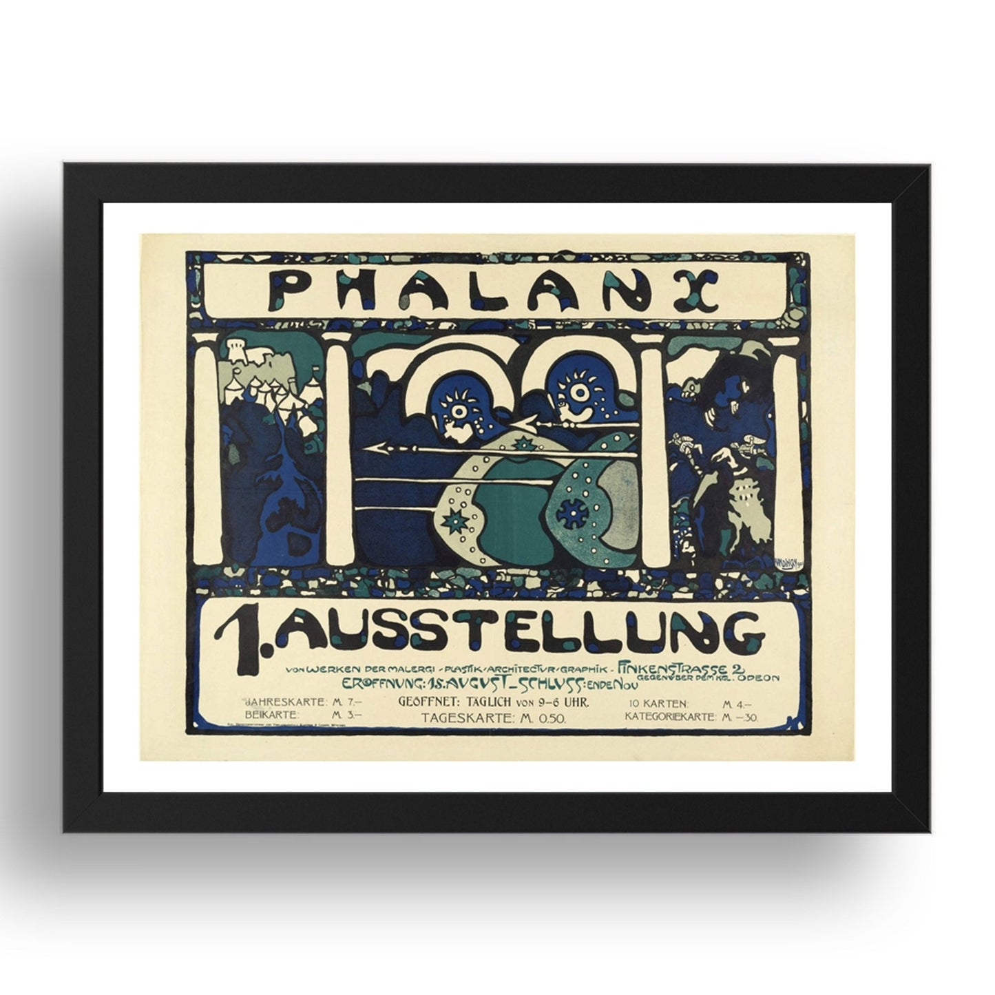 Poster for Phalanx Exhibition 1901 by Wassily Kandinsky, 17x13" Frame