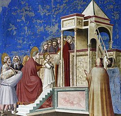 Presentation of the Virgin at the Temple by Giotto, vintage art, modern poster print