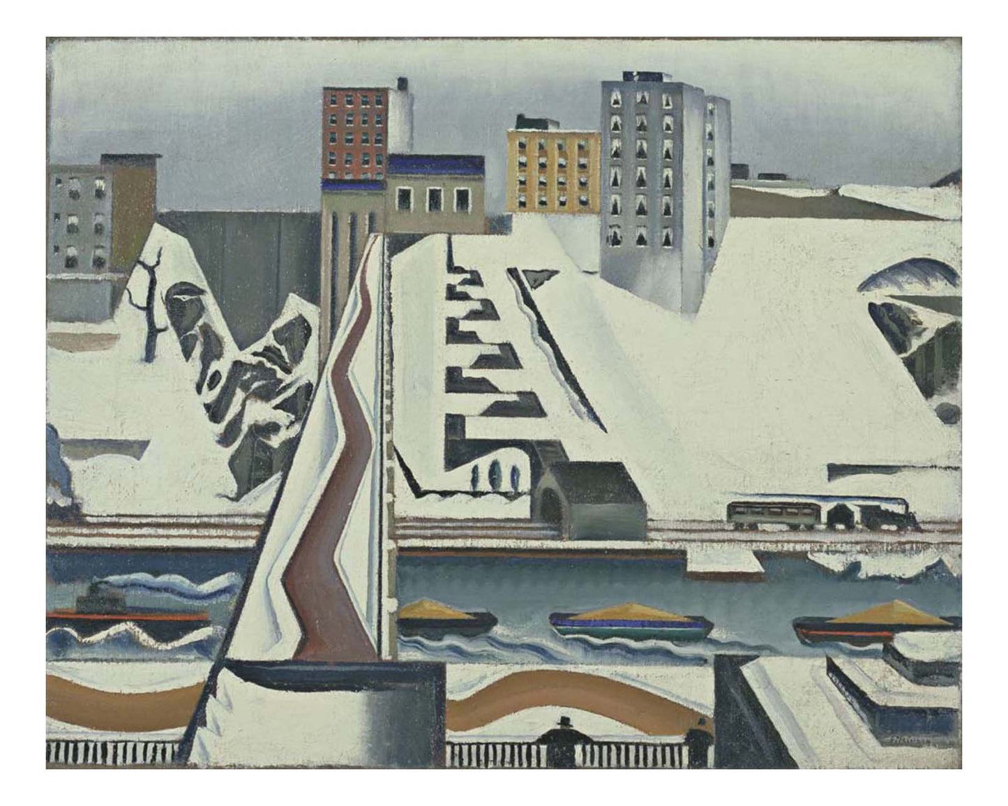 Preston Dickinson - Harlem River, 16x12" (A3) Poster Print