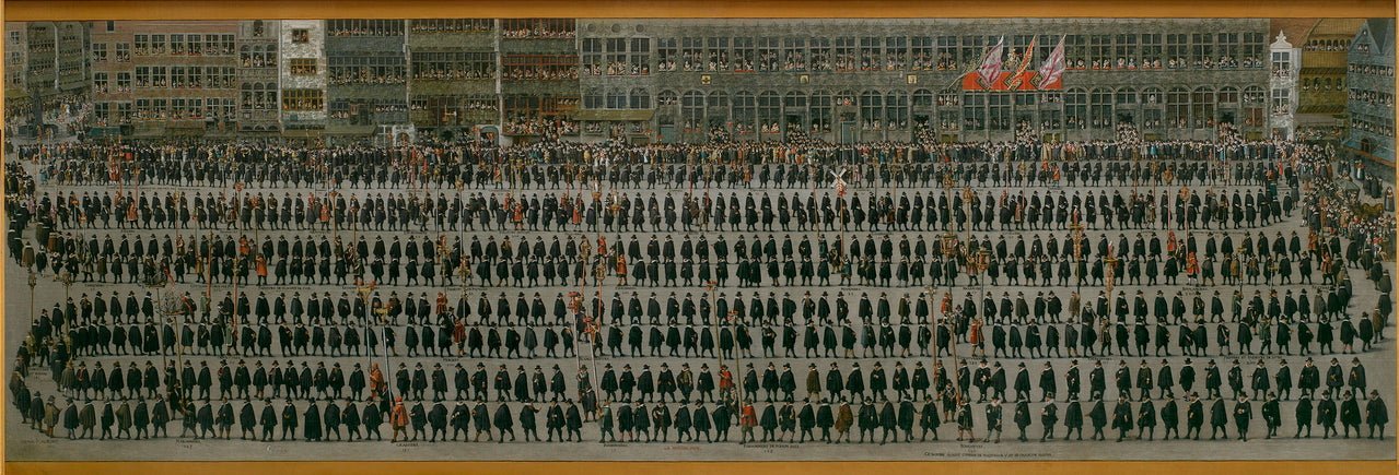 Procession in Brussels, vintage artwork by Denijs van Alsloot, 12x8" (A4) Poster