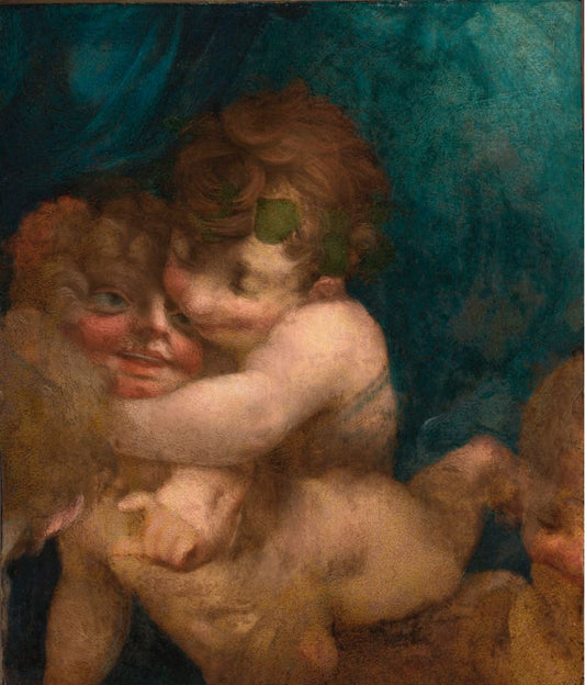 Putti Embracing, vintage artwork by Rosso Fiorentino, A3 (16x12") Poster Print