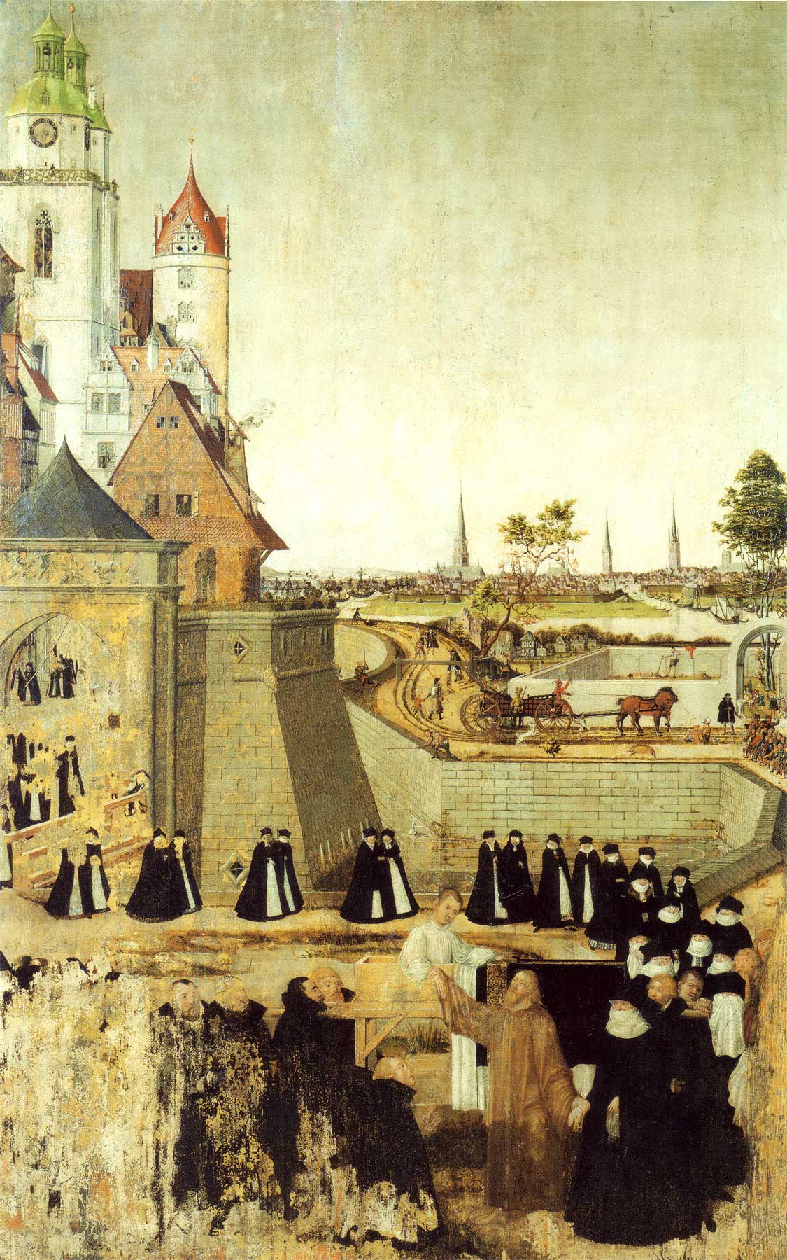 Raising of the Young Man from Nain, vintage artwork by Lucas Cranach the Younger, 12x8" (A4) Poster