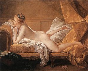 Reclining Girl by Francois Boucher, vintage art, modern poster print