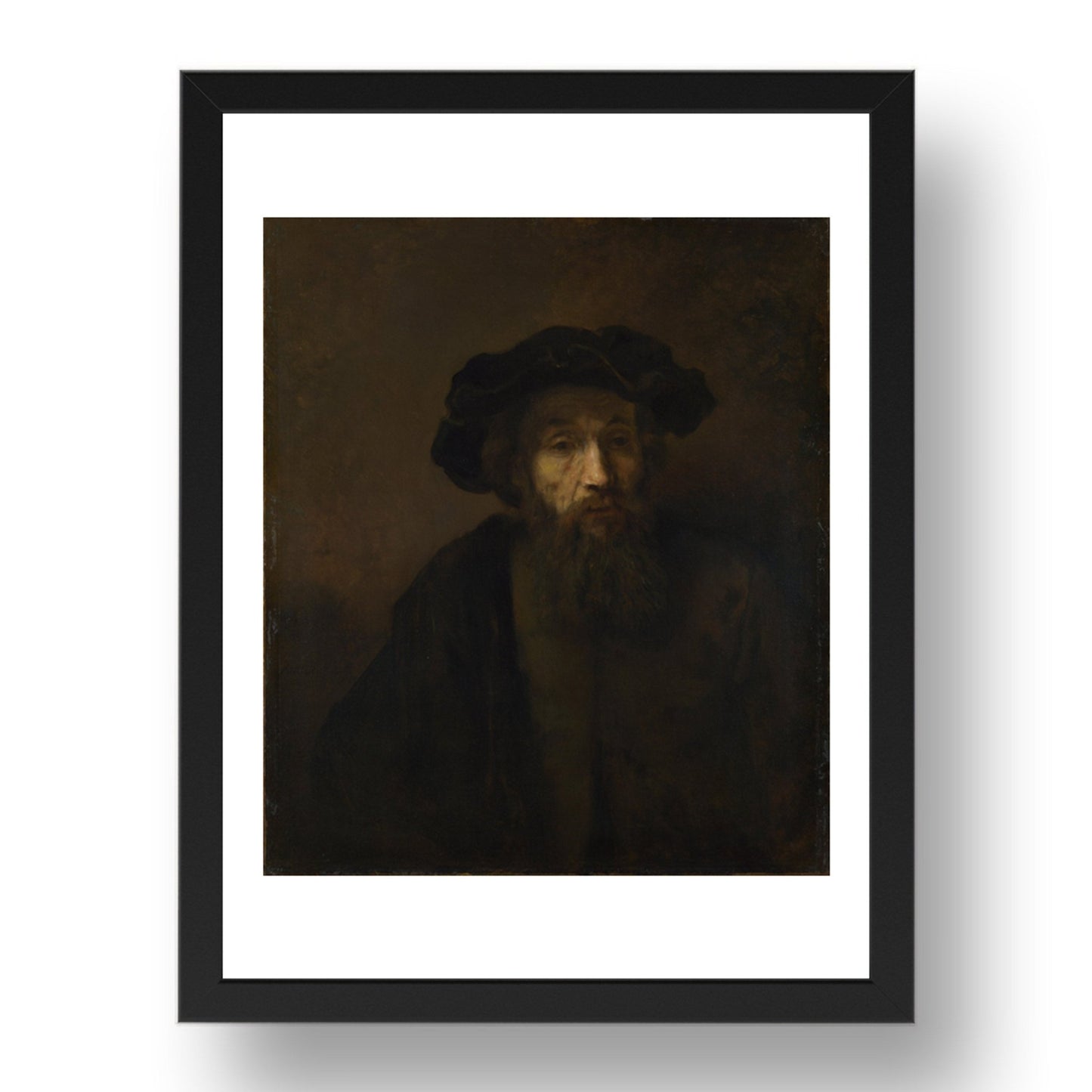 Rembrandt: A Bearded Man in a Cap, Poster in 17x13"(A3) Frame