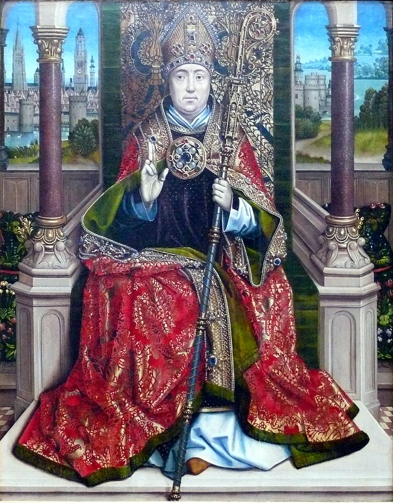 Retable of Saint Nicholas (middle panel), vintage artwork by Master of the Legend of Saint Lucy, A3 (16x12") Poster Print