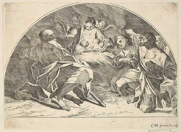 Robert van Audenaerde , After Carlo Maratti:Nativity 1680–1743, vintage artwork, 16x12"(A3) Poster Print