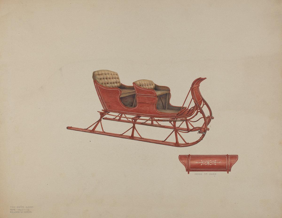 Rolland Ayres:Two Seated Sleigh,16x12"(A3) Poster