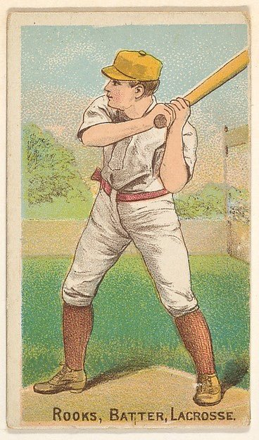 :Rooks Batter Lacrosse from the Gold Coin series for Gold Coin Chewing Tobacco 1887, vintage artwork, 16x12"(A3) Poster Print