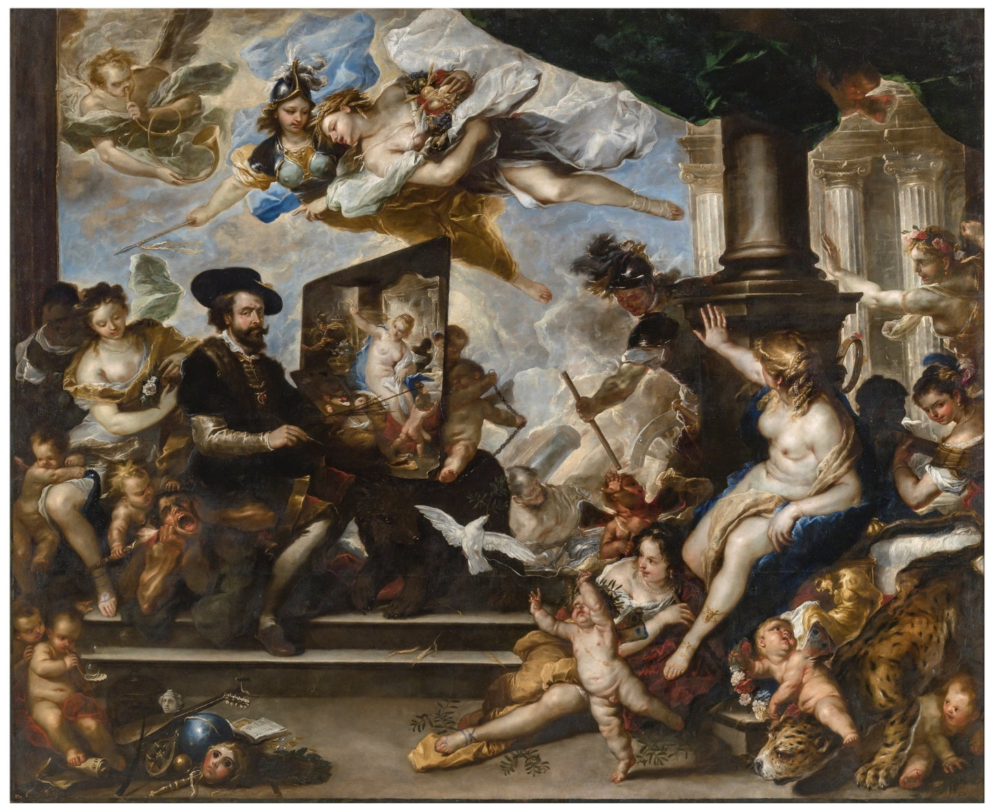Rubens Painting the Allegory of Peace by Luca Giordano, vintage art, modern poster print