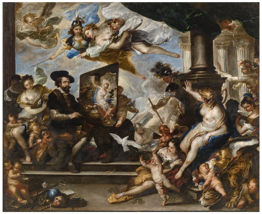Rubens Painting the Allegory of Peace by Luca Giordano, vintage art, modern poster print