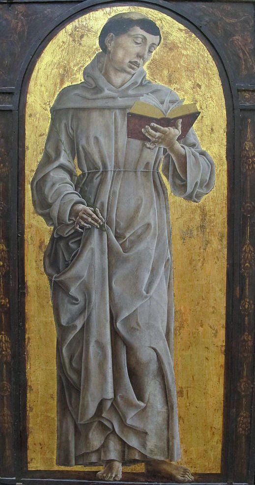Saint Anthony of Padua Reading, vintage artwork by Cosmè Tura, A3 (16x12") Poster Print