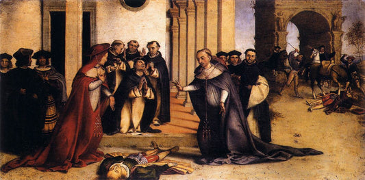Saint Dominic Raises Napoleone Orsini, vintage artwork by Lorenzo Lotto, A3 (16x12") Poster Print
