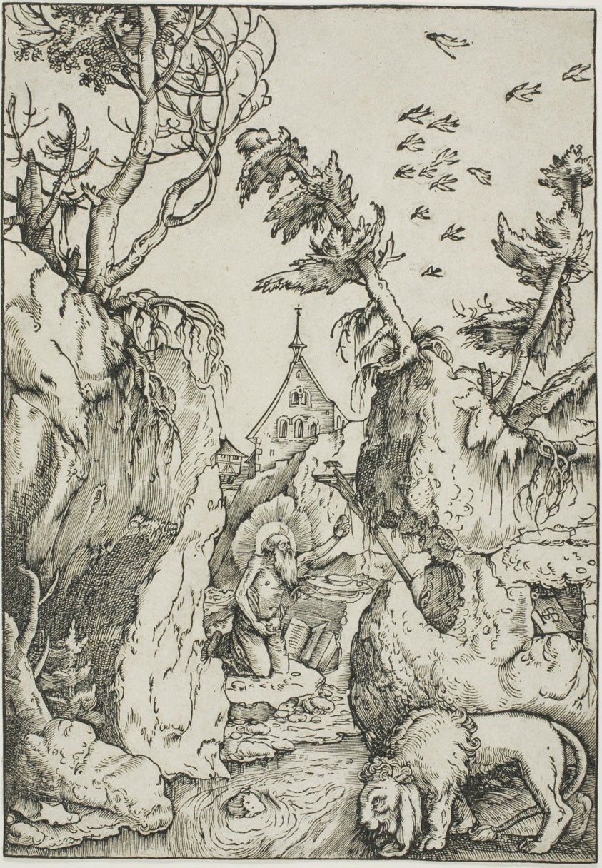 Saint Jerome in the Wilderness by Hans Baldung Grien, 23x16"( A2 size) Poster Print