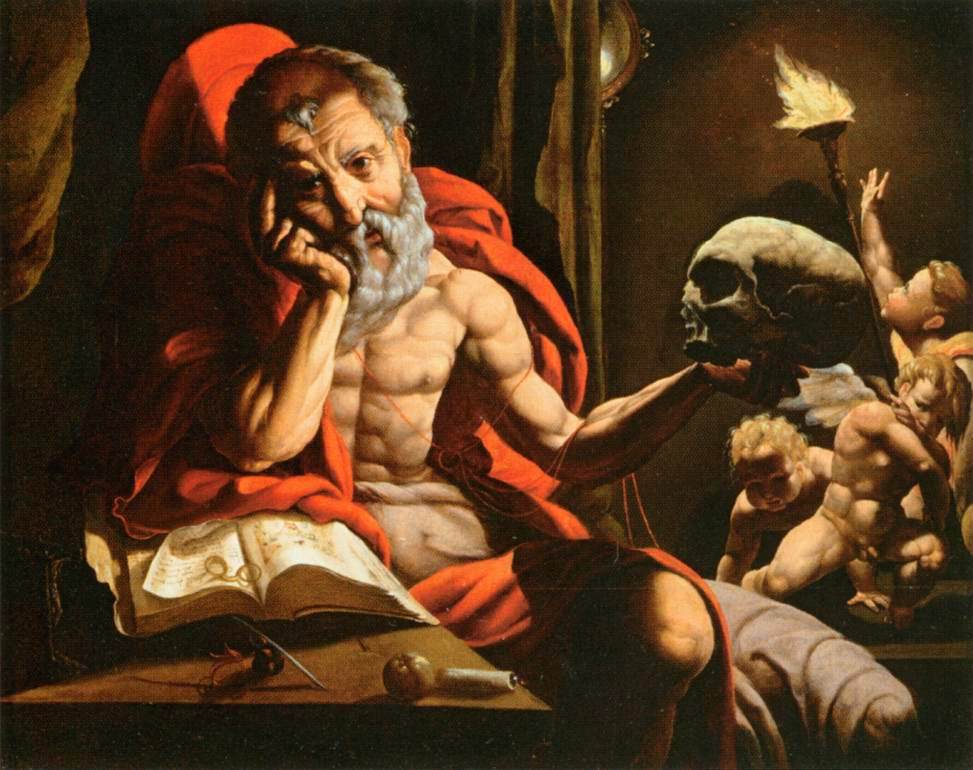 Saint Jerome Meditating, vintage artwork by Jan Vermeyen, A3 (16x12") Poster Print