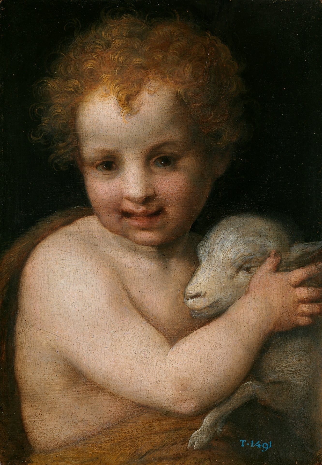 Saint John the Baptist with the Lamb, vintage artwork by Andrea del Sarto, A3 (16x12") Poster Print