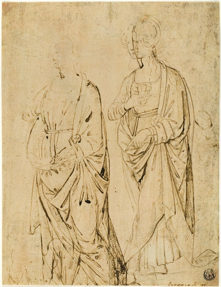 Saint Lucy and a Saint (recto); Alexander the Great in Profile (verso) by Attributed to Agnolo and/or Donnino di Domenico, called del Mazziere, 23x16"( A2 size) Poster Print