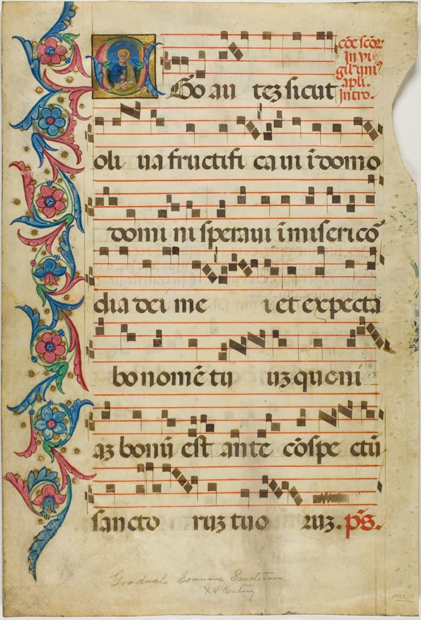 Saint Peter in a Historiated Initial "E" from a Gradual by Italian,23x16"( A2 size ) Poster Print