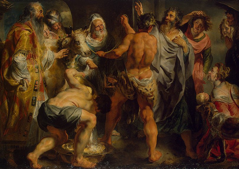 Saints Paul and Barnabas in Lystra, vintage artwork by Jacob Jordaens, 12x8" (A4) Poster