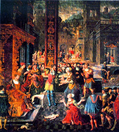 Salomo's Ordeal, vintage artwork by Bartholomäeus Bruyn the Elder, A3 (16x12") Poster Print