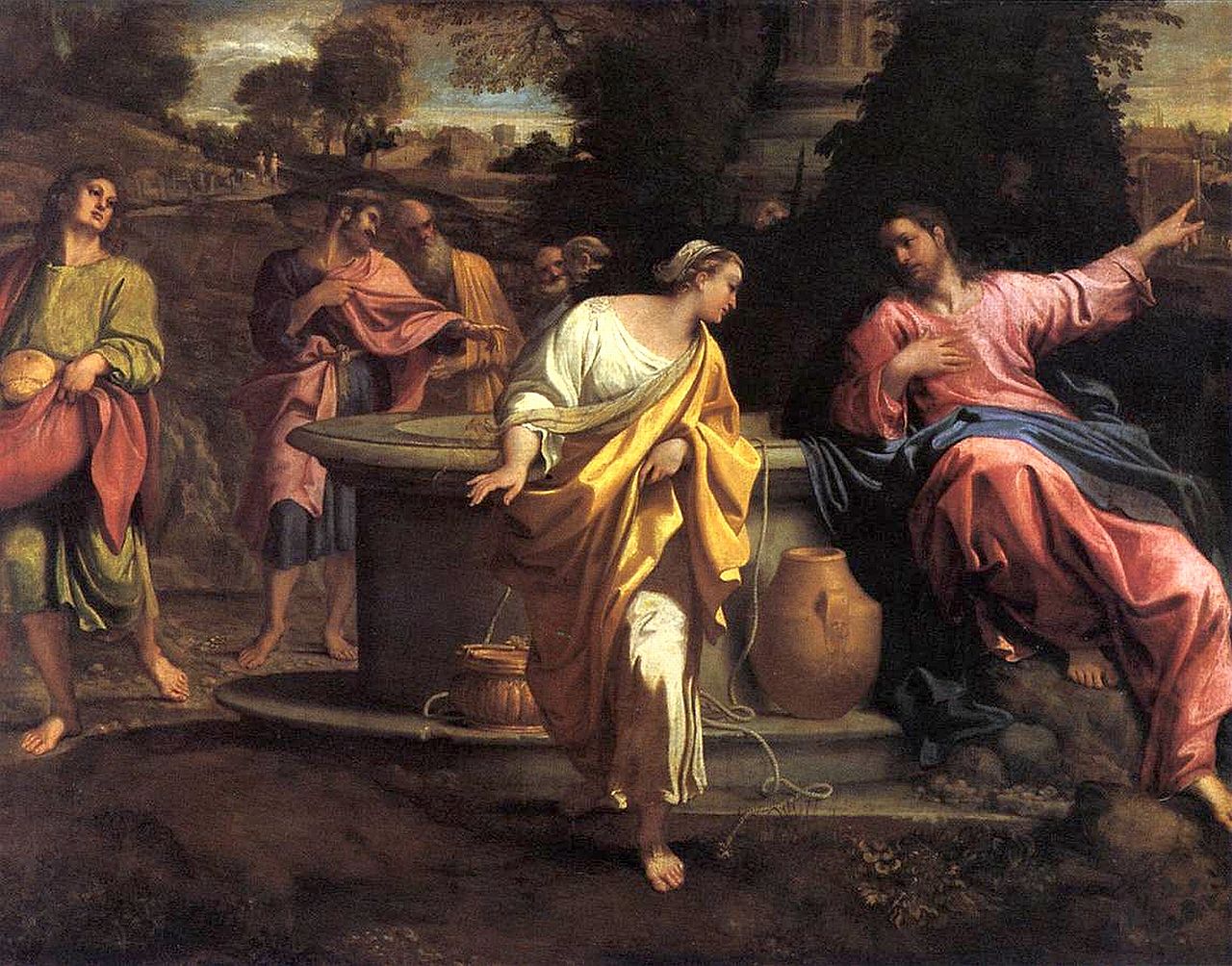 Samaritan Woman at the Well, vintage artwork by Annibale Carracci, A3 (16x12") Poster Print