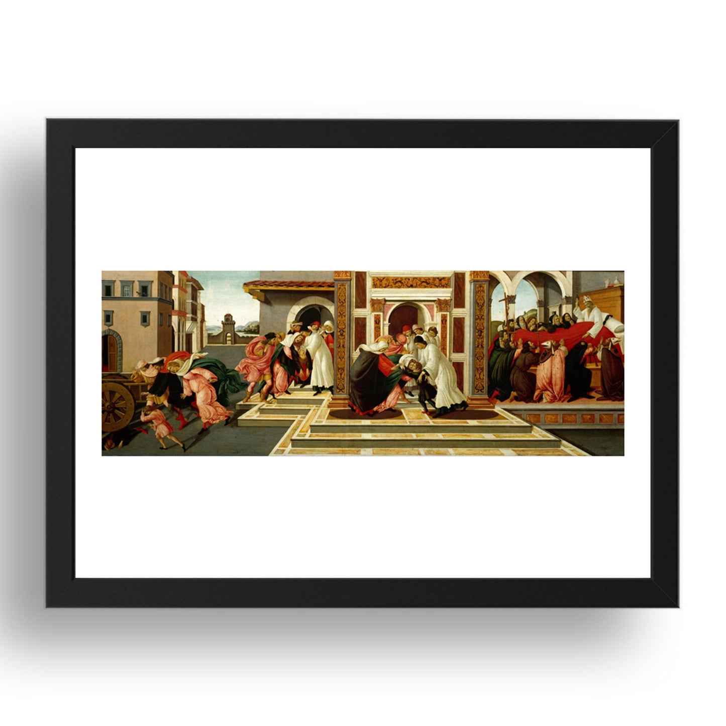 Sandro Botticelli Last Miracle, Death of St. Zenobius, vintage art, A3 (16x12") Poster Print