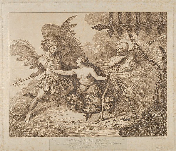 Satan Sin and Death after 1790-Thomas Rowlandson, After Rich, vintage art, A3 (16x12") Poster Print