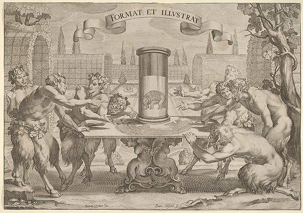 Satyrs Admiring the Anamorphosis of an Elephant 17th cent-Hans, vintage art, A3 (16x12") Poster Print