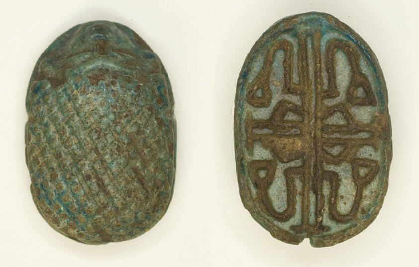 Scaraboid by Face Motif on Top, Floral Designs on Base by Egyptian, 23x16"( A2 size ) Poster Print