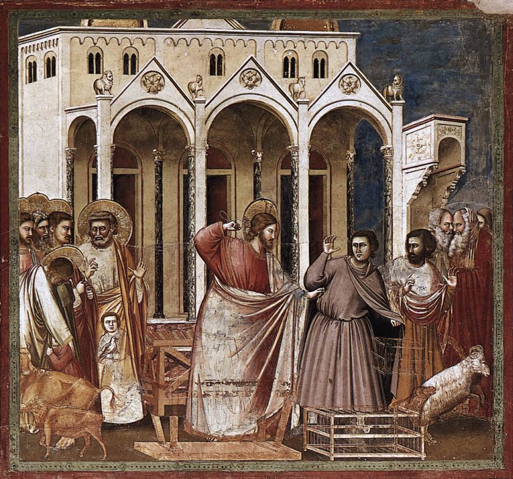 Scenes from the Life of Christ: 11. Expulsion of the Money-changers from the Temple, vintage artwork by Giotto, A3 (16x12") Poster Print