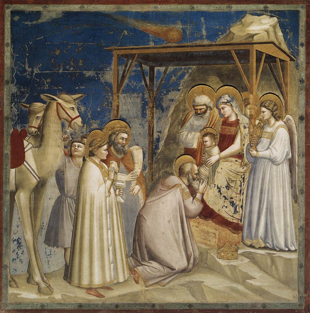 Scenes from the Life of Christ: 2. Adoration of the Magi, vintage artwork by Giotto, A3 (16x12") Poster Print