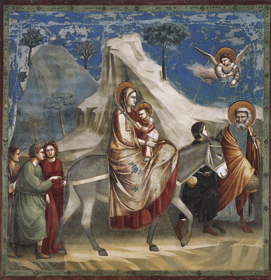 Scenes from the Life of Christ: 4. Flight into Egypt, vintage artwork by Giotto, A3 (16x12") Poster Print