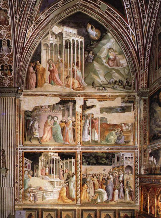 Scenes from the Life of Mary, vintage artwork by Taddeo Gaddi, 12x8" (A4) Poster