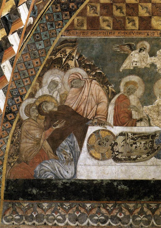 Scenes from the Passion of Christ: Lamentation over the Dead Christ, vintage artwork by Master of San Francesco, 12x8" (A4) Poster