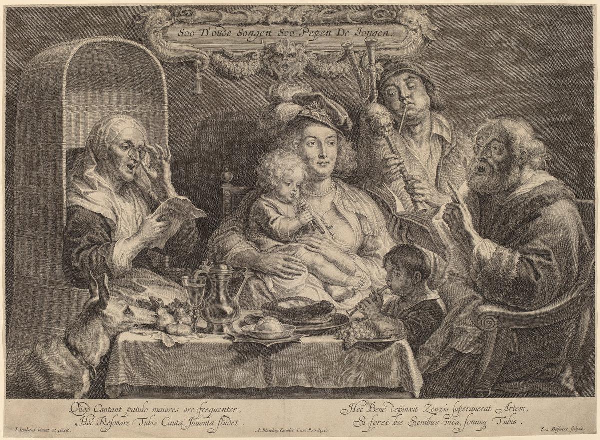 Schelte Adams Bolswert after Jacob Jordaens:The Family Conce,16x12"(A3) Poster