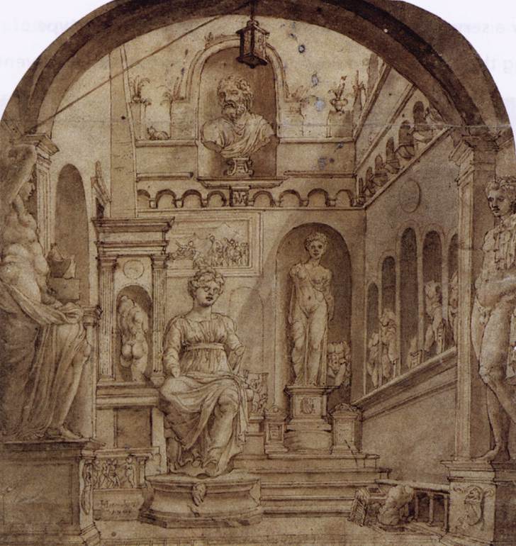 Sculpture Court of the Casa Sassi in Rome, vintage artwork by Maerten van Heemskerck, A3 (16x12") Poster Print
