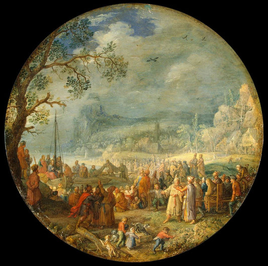 Sermon of Christ at the Lake Genezareth, vintage artwork by David Vinckboons, 12x8" (A4) Poster