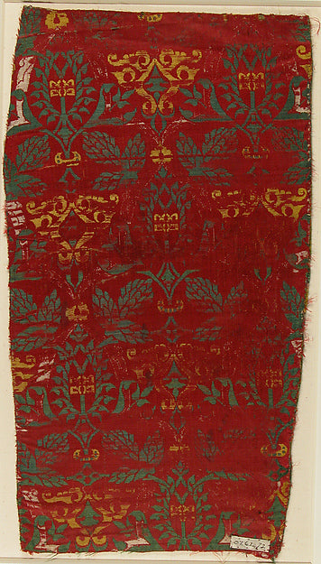 :Figured Silk Weave Textile 15th century-16x12"(A3) Poster