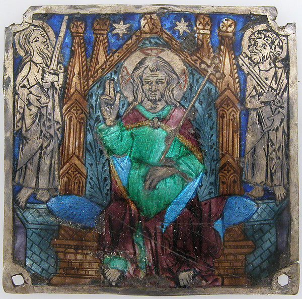 :Plaque with Christ In Majesty 14th century-16x12"(A3) Poster