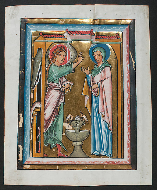 :Manuscript Leaf with the Annunciation from a Psalter mid-13-16x12"(A3) Poster