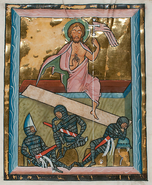 :Manuscript Leaf with the Resurrection from a Psalter mid-13-16x12"(A3) Poster
