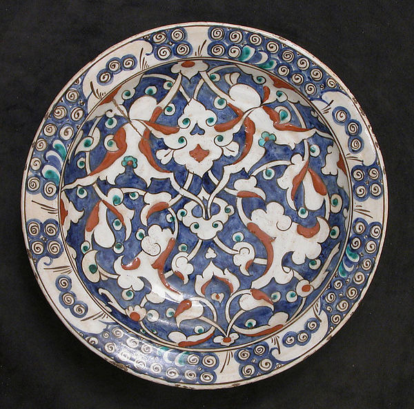 :Dish with Split-leaf Palmette Design c1625–50-16x12"(A3) Poster
