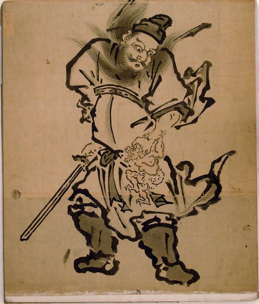 Shôki the Demon Queller, from an album of paintings of Shôki, Edo period (1615–1868) by Artist unknown, 23x16"( A2 size) Poster Print