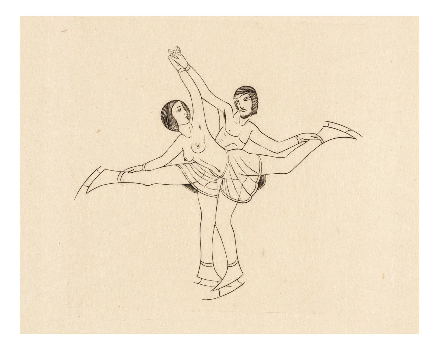 Skaters 1926 by Eric Gill, vintage artwork, modern poster print