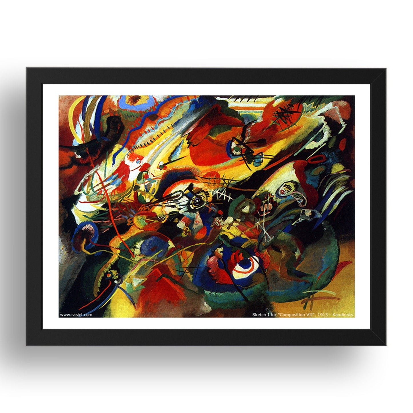 Sketch for compo 7 1913 by Wassily Kandinsky, 17x13" Frame