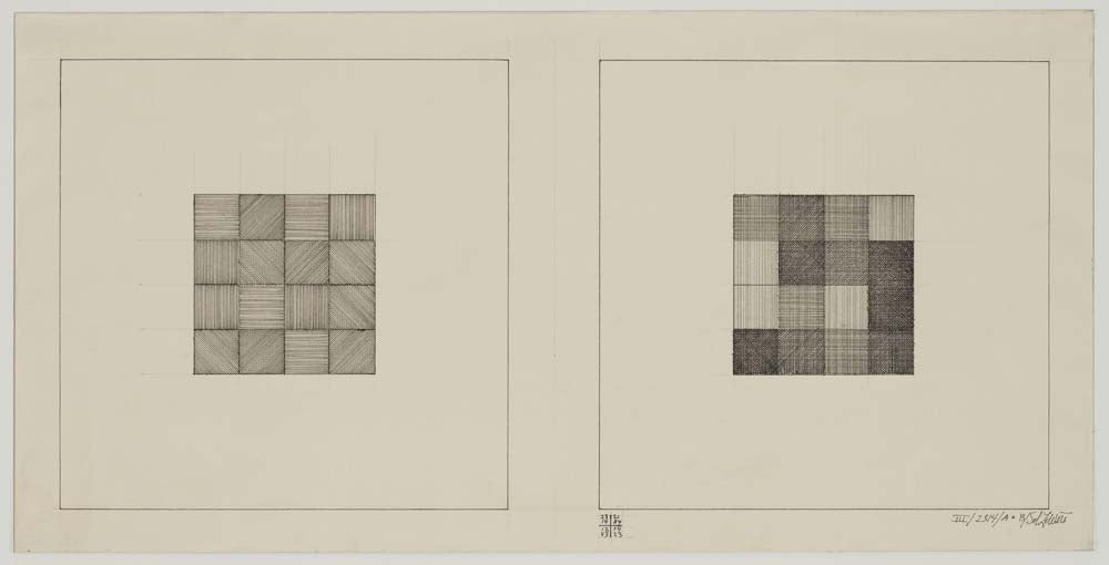 Sol LeWitt - Drawing Series III 2314 A & B, vintage art, A3 (16x12") Poster Print