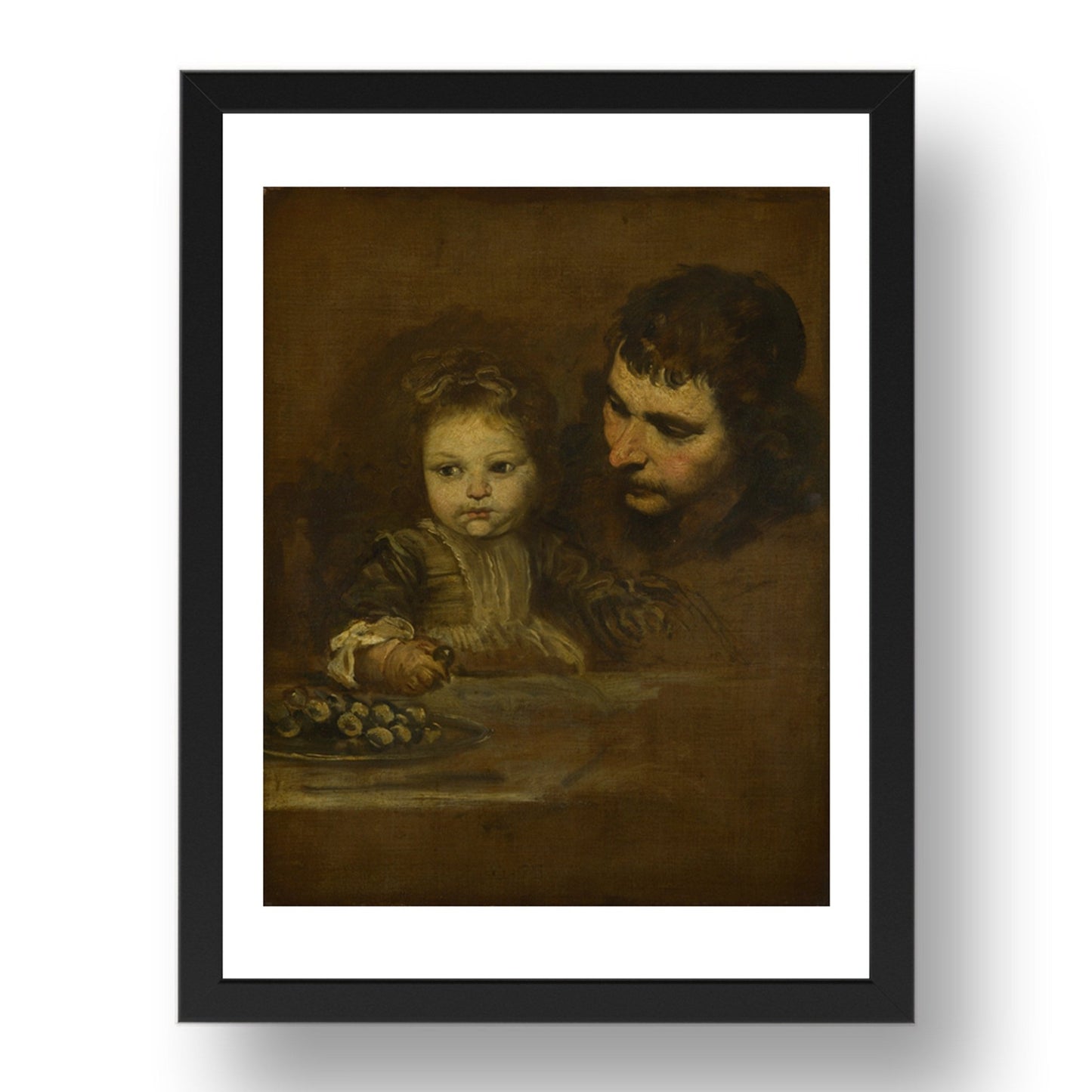 Spanish: A Man and a Child eating Grapes, Poster in 17x13"(A3) Frame