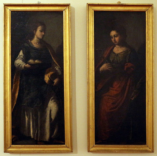 St. Agatha and St. Apollonia, vintage artwork by Ippolito Scarsella, 12x8" (A4) Poster