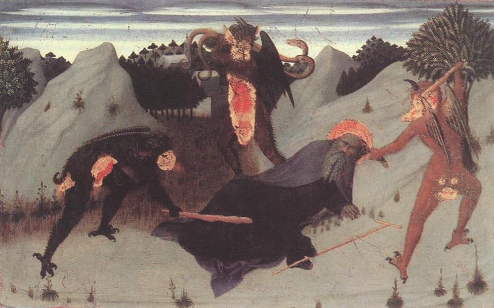 St. Anthony Beaten by Devils by Sassetta, vintage art, modern poster print
