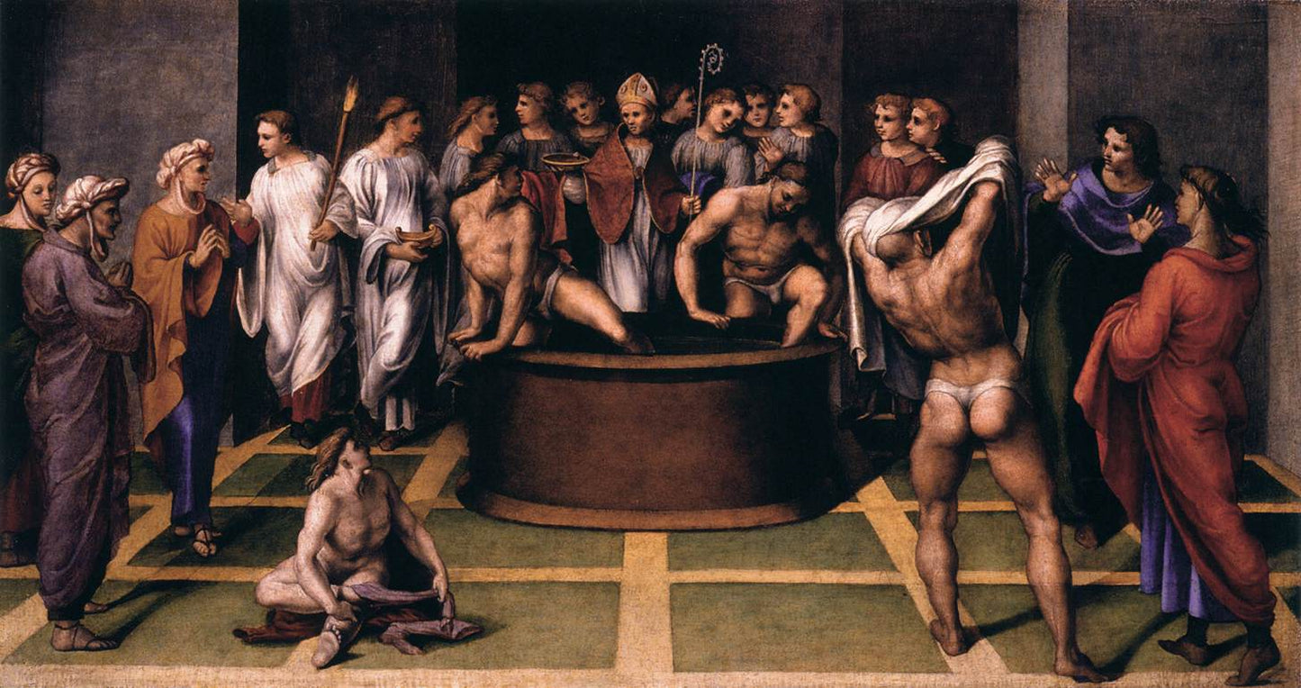 St Augustine Baptizes the Cathechumens, vintage artwork by Girolamo Genga, A3 (16x12") Poster Print