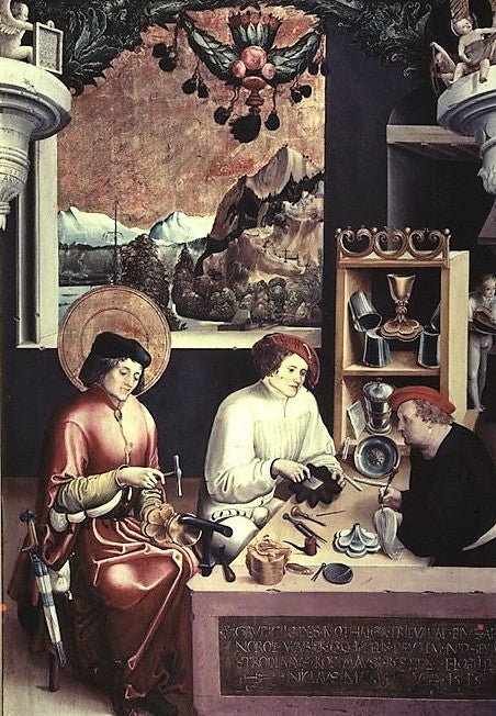 St. Eligius as a Goldsmith, vintage artwork by Niklaus Manuel, A3 (16x12") Poster Print
